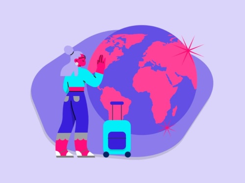 Pessoa viajando em direção ao mundo