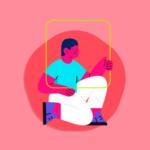 Ilustração de pessoa segurando um quadro vazado