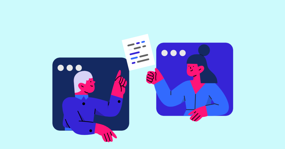 Ilustração de duas pessoas conversando via chat