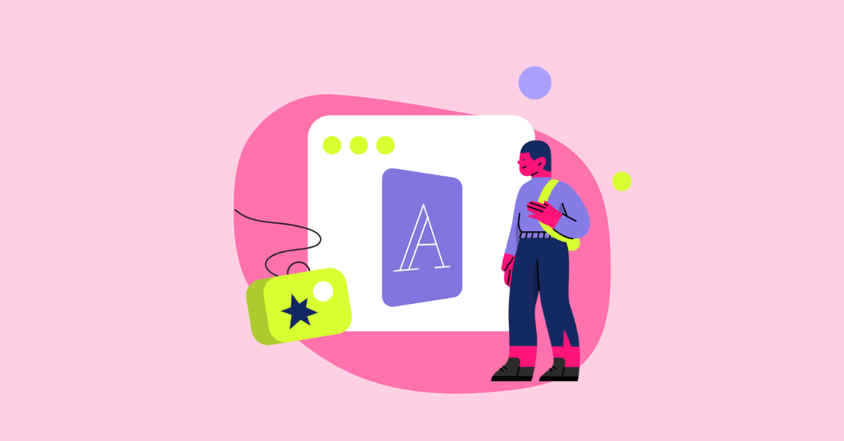 Ilustração de pessoa interagindo com interface de design