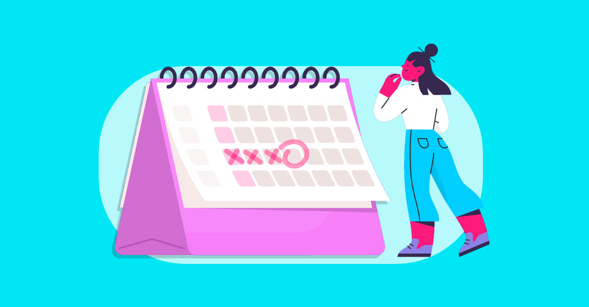 Mulher pensando sobre calendário de planejamento