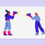 Ilustração de pessoas fotografando com câmeras