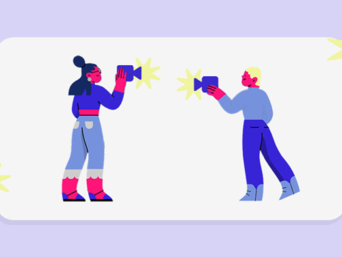 Ilustração de pessoas fotografando com câmeras