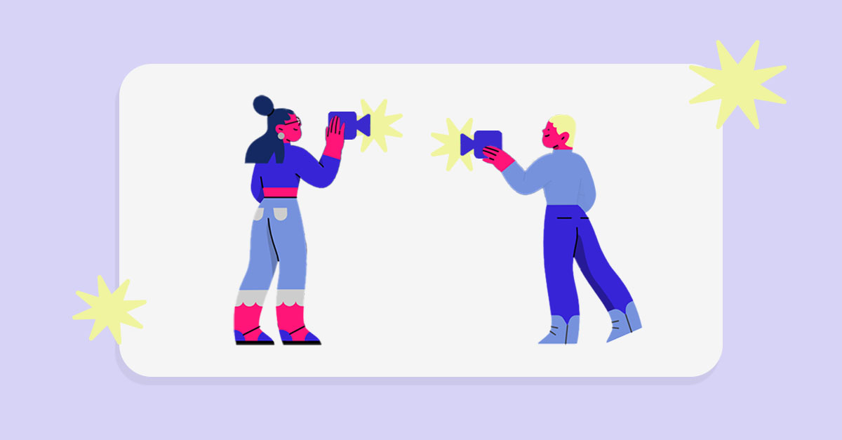 Ilustração de pessoas fotografando com câmeras