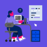 Ilustração de mulher trabalhando em computador