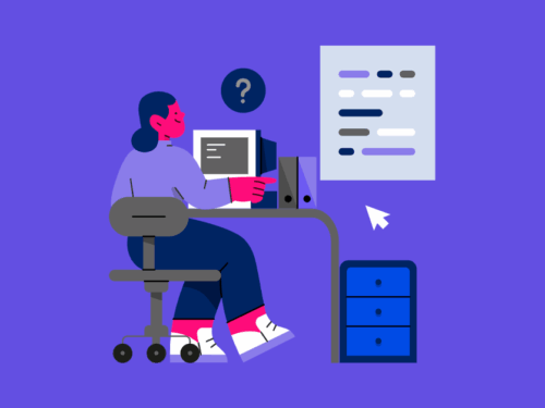 Ilustração de mulher trabalhando em computador