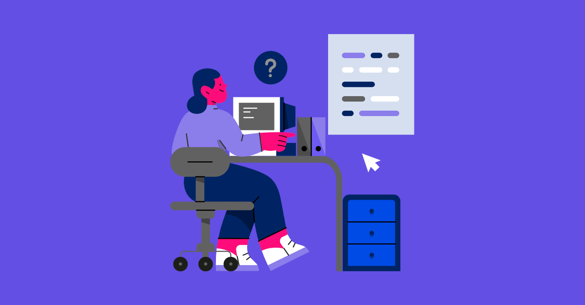 Ilustração de mulher trabalhando em computador