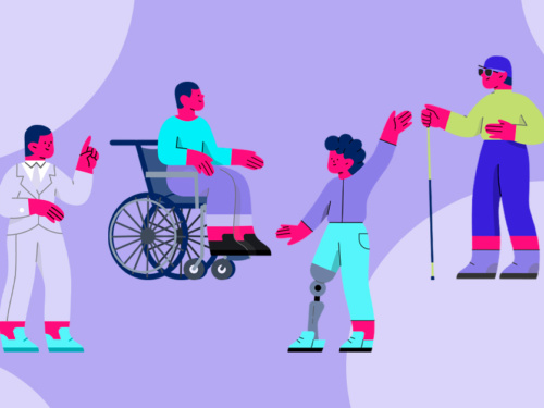 Ilustração de diversidade e inclusão com pessoas com deficiência