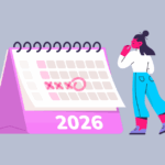 Calendário de 2026 com uma pessoa pensando