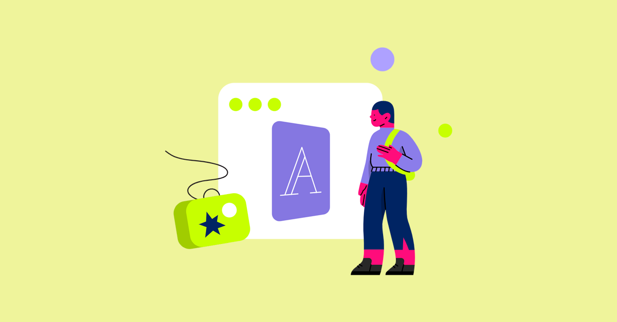 Ilustração de um designer com ferramentas gráficas